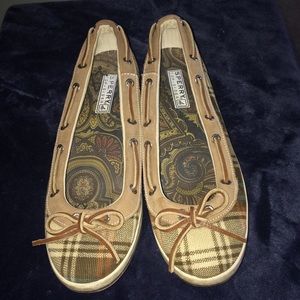 Sperry Corduroy Plaid and Leather Non-slip Flats
